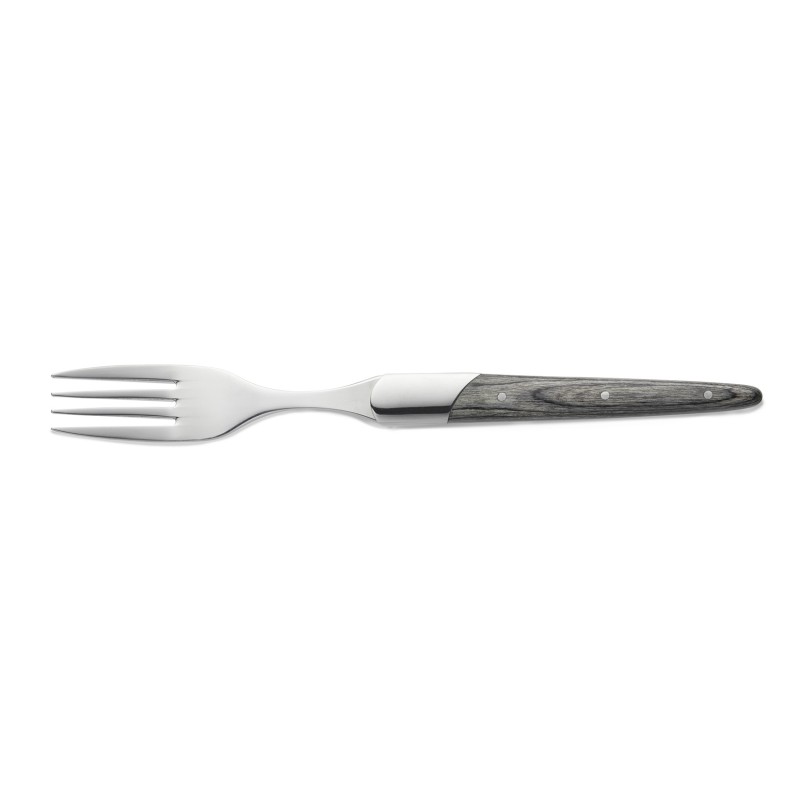 Lot fourchettes à steak CARLOS avec manche en bois pakka gris, 22,5 cm, Lot 6 , acier de lame 420, bois - Was Germany