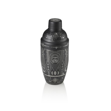 Shaker Tattoo NOCTURN, 0,5 l, Ø 8,5 cm, noir doré, acier inoxydable chromé 18/8 - Was Germany