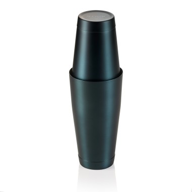 Shaker Tin Tin NOCTURN, 0,8 l, Ø 9 cm, bleu mat - HLC, acier inoxydable chromé nickel 18/8 - Was Germany