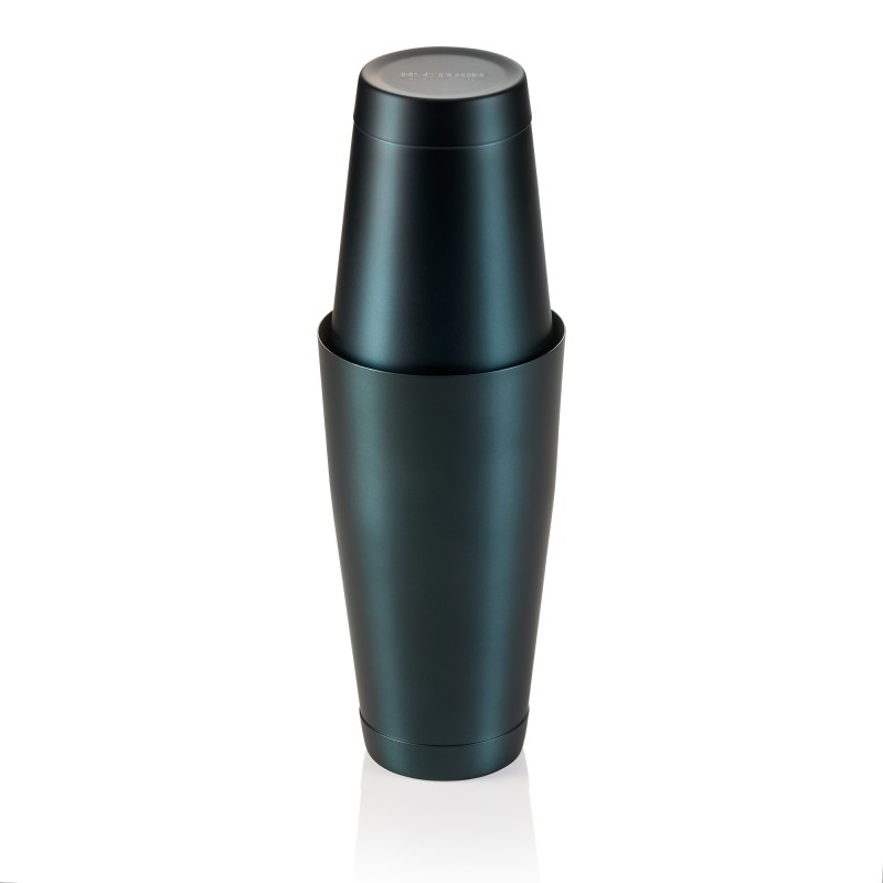 Shaker Tin Tin NOCTURN, 0,8 l, Ø 9 cm, bleu mat - HLC, acier inoxydable chromé nickel 18/8 - Was Germany