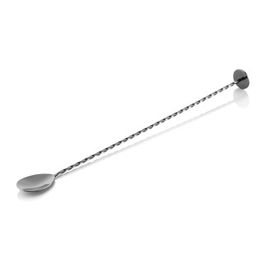 Cuillère à bar Twisted NOCTURN, avec embout à piston, 33,5 cm, métal gun, acier inoxydable chrome nickel 18/8 - Was Germany