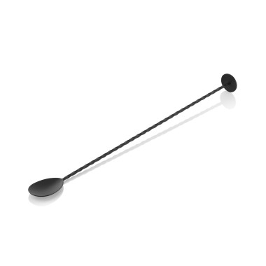 Cuillère à bar Twisted NOCTURN, avec embout poussoir, 33,5 cm, noir mat, acier chromé nickel 18/8 - Was Germany
