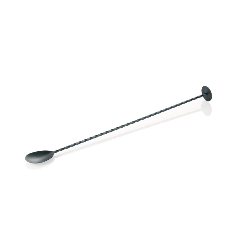 Cuillère à bar Twisted NOCTURN, avec embout piston, 33,5 cm, bleu mat - HLC, acier chromé nickel 18/8 - Was Germany