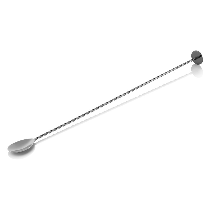 Cuillère à bar Twisted NOCTURN, avec embout piston, 40 cm, métal gun, acier chromé nickel 18/8 - Was Germany