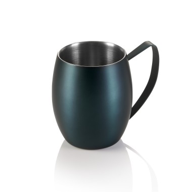 Moscow Mule NOCTURN, 0,38 l, Ø 10 cm, hauteur 11,5 cm, bleu mat - HLC, double paroi, acier inox chromé nickel - Was Germany