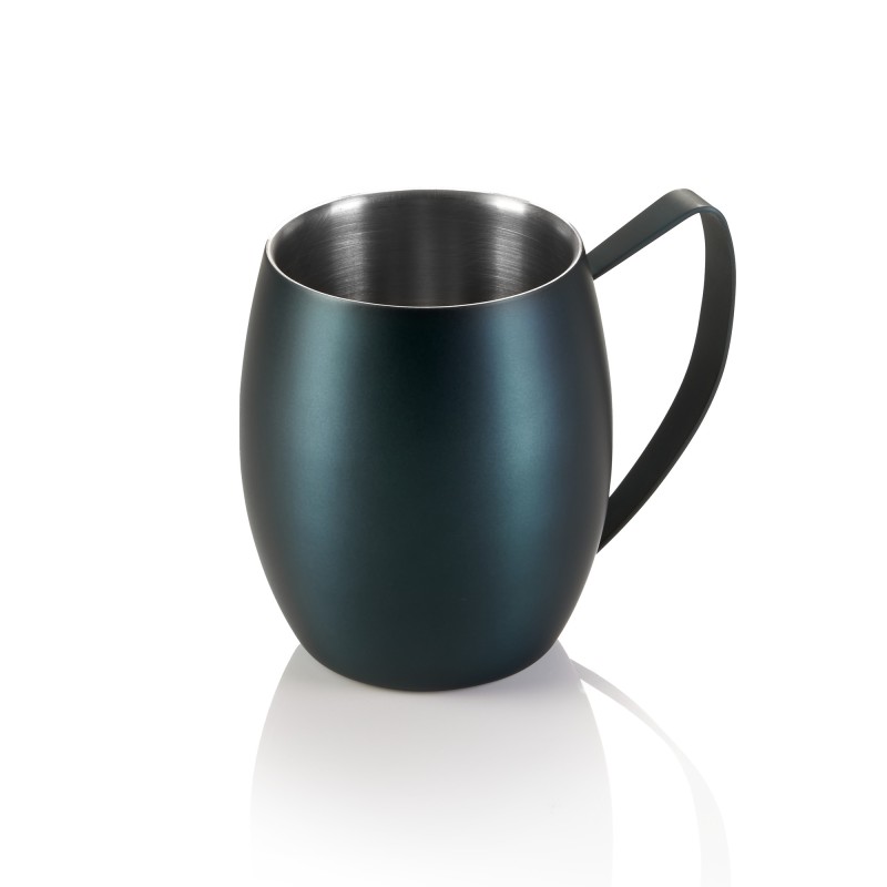 Moscow Mule NOCTURN, 0,38 l, Ø 10 cm, hauteur 11,5 cm, bleu mat - HLC, double paroi, acier inox chromé nickel - Was Germany