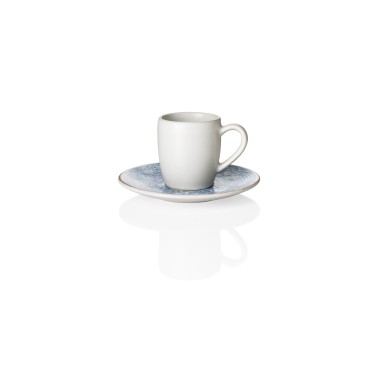 Lot tasses à espresso et soucoupes ROCKZZERO, 80 ml, Lot 6 , arctique, grès - Was Germany