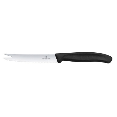 Couteau à fromage et à saucisse Victorinox Swiss Classic, lame dentée, 110 mm, noir - Finedine