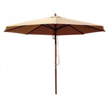 Parasol rond en bois exotique - lot de 5 - 3 m de diamètre - ShopDesChefs