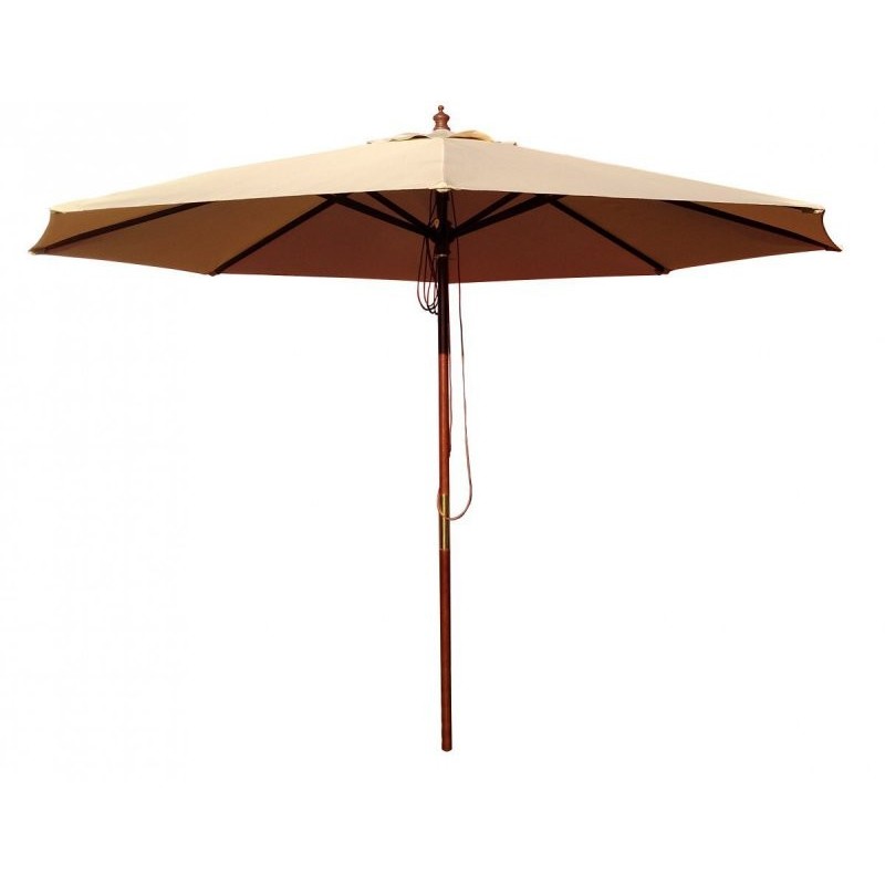 Parasol rond en bois exotique - lot de 5 - 3 m de diamètre - ShopDesChefs