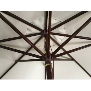 Parasol rond en bois exotique - lot de 5 - 3 m de diamètre - ShopDesChefs