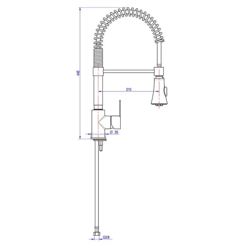 Batterie de lavabo avec douche extractible sur ressort, H 445 mm - Stalgast