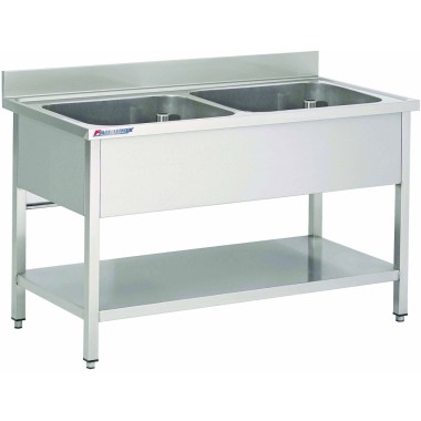 Plonge Avec Piétement Avec Sous-Tablette Avec 2 Bacs - Fabrinox