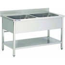 Plonge Avec Piétement Avec Sous-Tablette Avec 2 Bacs - Fabrinox