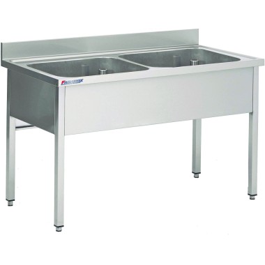 Plonge Avec Piétement Sans Sous-Tablette Avec 2 Bacs - Fabrinox