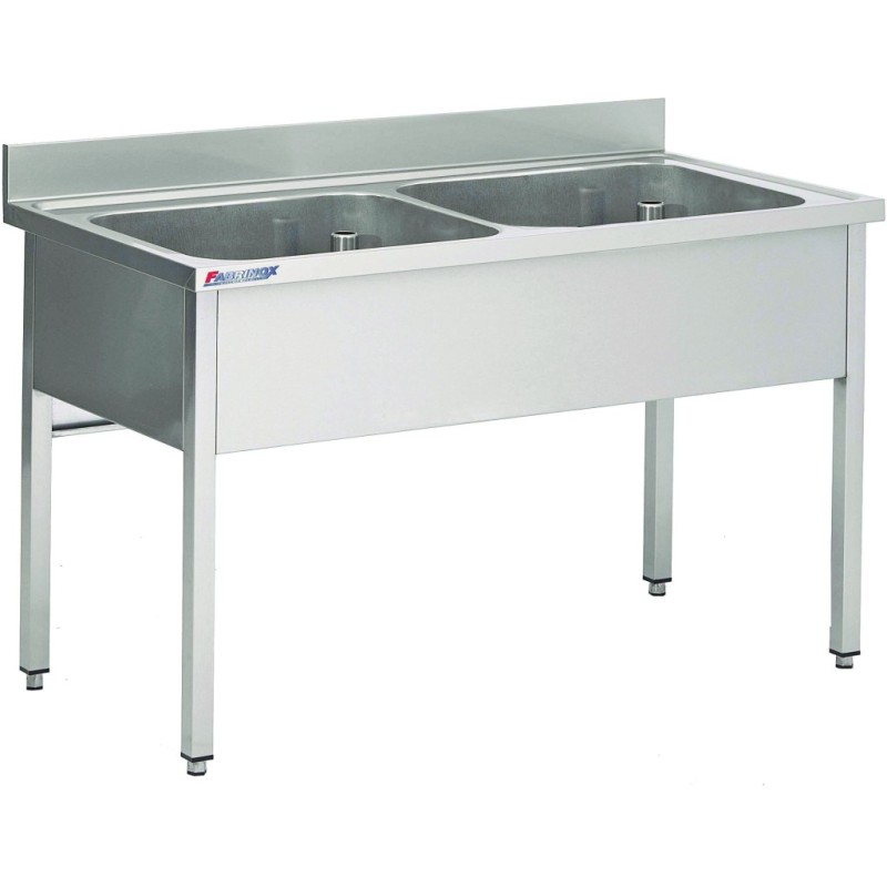 Plonge Avec Piétement Sans Sous-Tablette Avec 2 Bacs - Fabrinox