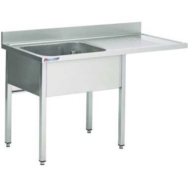 Plonge Espace Lv Avec Piétement Sans Sous-Tablette Avec 1 Bac Et 1 Egoutoire - Fabrinox