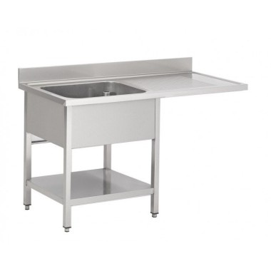 Plonge Inox 1 Évier 1 Égouttoir (P)600 X (H)850 Mm Dosseret et Tablette Intermédiaire et Sortie Lave-Vaisselle Ais - Fabrinox