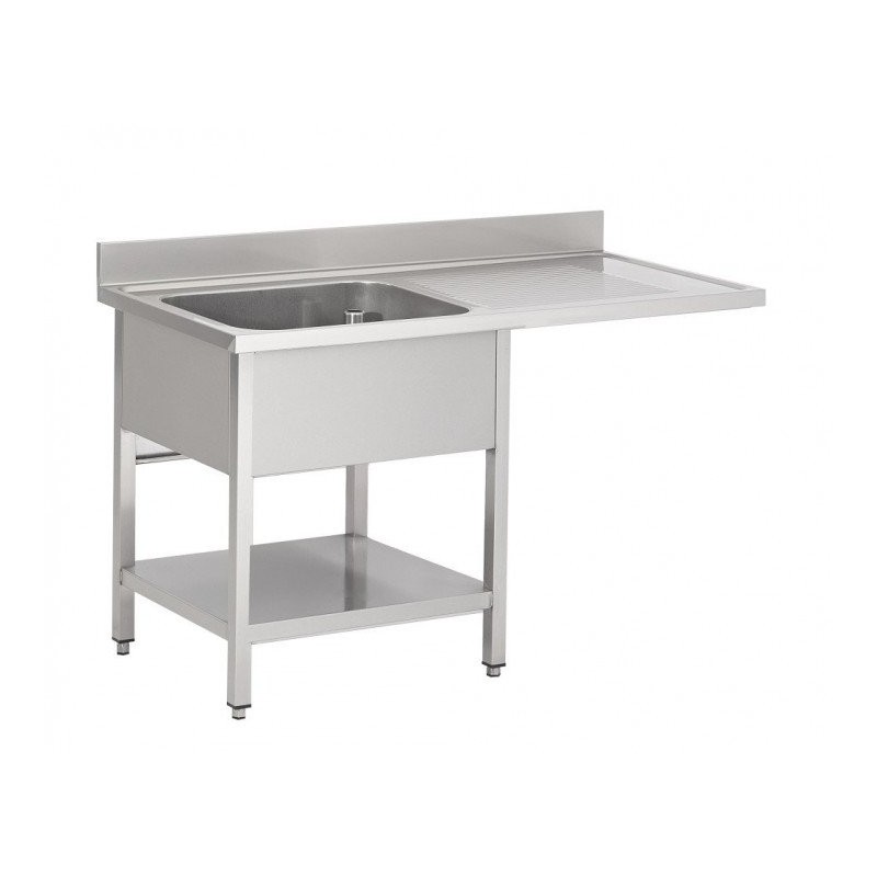 Plonge Inox 1 Évier 1 Égouttoir (P)600 X (H)850 Mm Dosseret et Tablette Intermédiaire et Sortie Lave-Vaisselle Ais - Fabrinox