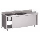 Plonge Sur Armoire Égouttoir À Droite Avec 2 Bacs L1400Xp600Xh850/900 Mm - Fabrinox