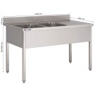 Plonge Sur Piétement Égouttoir À Droite Avec 2 Bacs L1400Xp600Xh850/900 Mm - Fabrinox