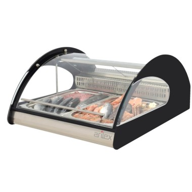 Vitrine réfrigérée avec 2 plateaux GN1/1, spéciale poissons et fruits de mer - Arilex