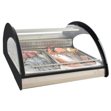 Vitrine réfrigérée avec 2 plateaux GN1/1, spéciale poissons et fruits de mer - Arilex