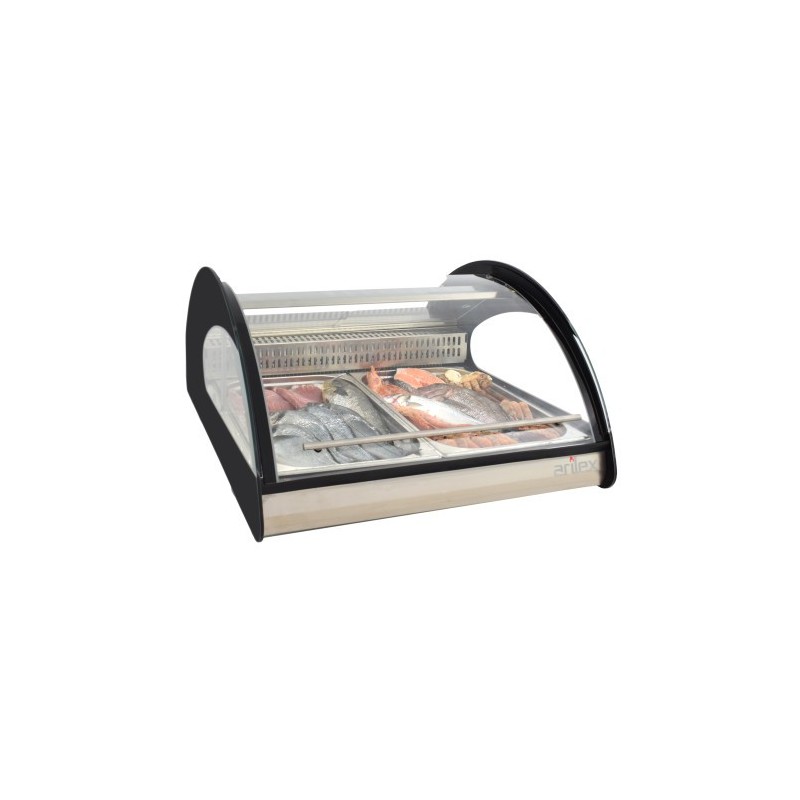 Vitrine réfrigérée avec 2 plateaux GN1/1, spéciale poissons et fruits de mer - Arilex