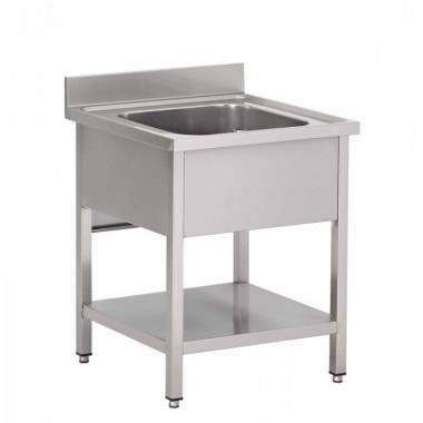Plonge Inox 1 Évier (P)600 X (H)850 Mm Avec Dosseret Avec Tablette Intermédiaire Aisi 430 - Fabrinox