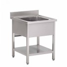 Plonge Inox 1 Évier (P)600 X (H)850 Mm Avec Dosseret Avec Tablette Intermédiaire Aisi 430 - Fabrinox