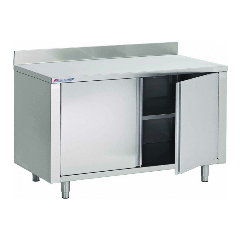 Table Armoire Inox (P)800 X (H)850 Mm 2 Portes Battantes, Avec Dosseret, Aisi 430 - Fabrinox
