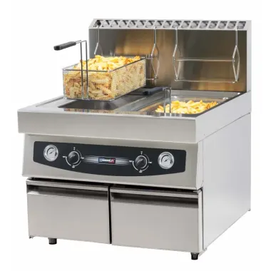 Friteuse gaz à poser avec vanne de vidange 2 x 17 litres - Casselin