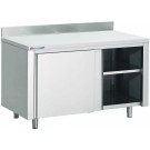 Table Armoire Inox Centrale (P)500 X (H)850 Mm 2 Portes Coulissantes, Avec Dosseret, Aisi 430 - Fabrinox