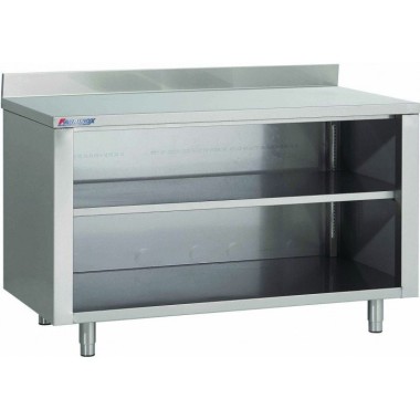 Table Armoire Inox Centrale Ouverte (P)600 X (H)850 Mm, Avec Dosseret, Aisi 430 - Fabrinox