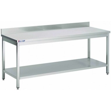 Table Inox Centrale (P)700 X (H)850 Mm Avec Dosseret 1 Tablette Intermédiaire Aisi 430 - ShopDesChefs