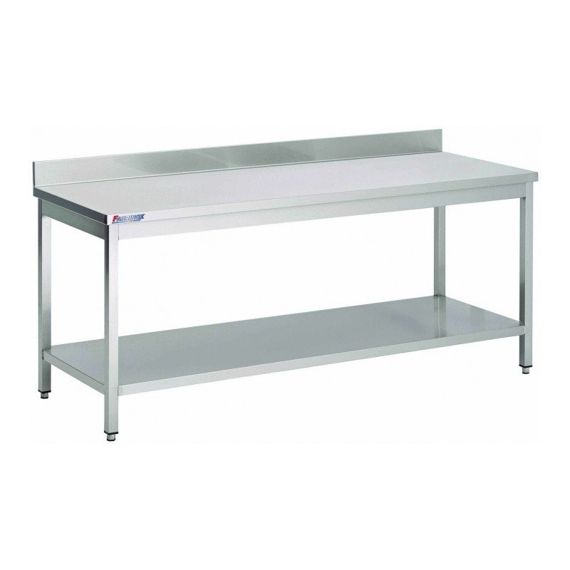 Table Inox Centrale (P)700 X (H)850 Mm Avec Dosseret 1 Tablette Intermédiaire Aisi 430 - ShopDesChefs