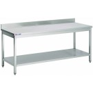 Table Inox Centrale (P)700 X (H)850 Mm Avec Dosseret 1 Tablette Intermédiaire Aisi 430 - ShopDesChefs