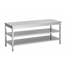 Table Inox Centrale (P)700 X (H)850 Mm Sans Dosseret 2 Tablettes Intermédiaires Aisi 430 - ShopDesChefs