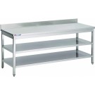 Table Inox Centrale (P)700 X (H)850 Mm Avec Dosseret 2 Tablettes Intermédiaires Aisi 430 - ShopDesChefs