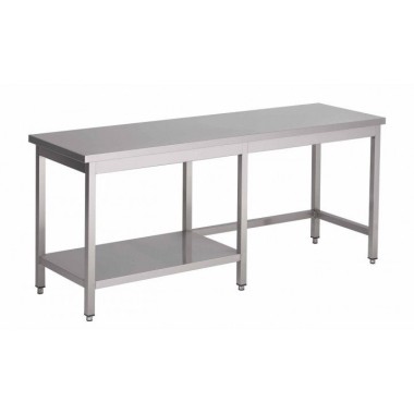Table Inox Centrale (P)600 X (H)850 Mm Sans Dosseret 1 Demi-Tablette Intermédiaire À Gauche Aisi 430 - ShopDesChefs