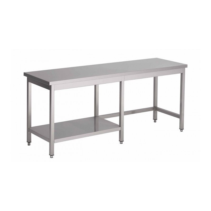 Table Inox Centrale (P)600 X (H)850 Mm Sans Dosseret 1 Demi-Tablette Intermédiaire À Gauche Aisi 430 - ShopDesChefs