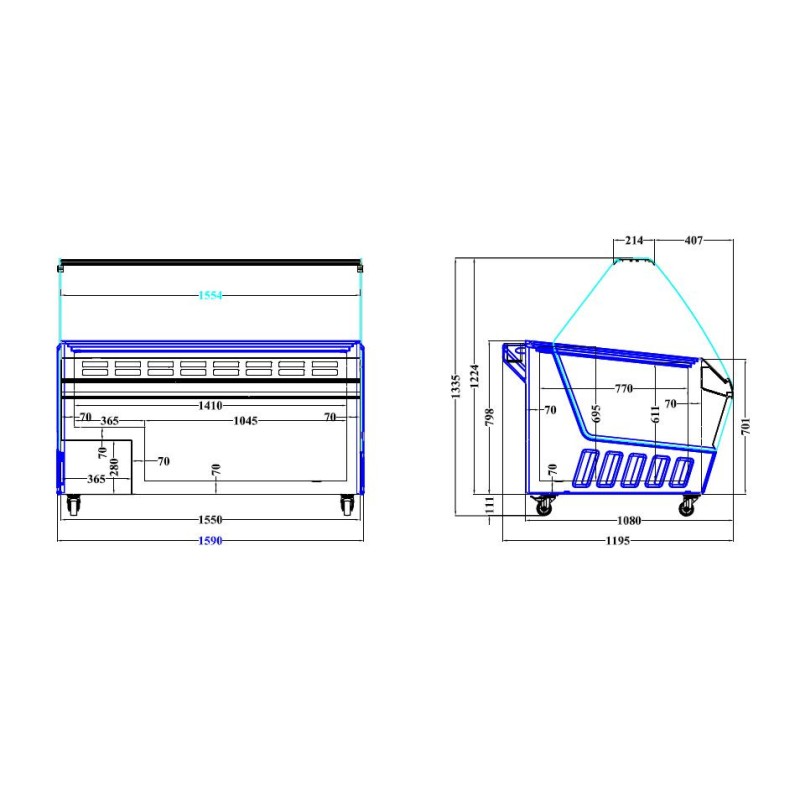 COMBISTEEL - Vitrine à crème glacée hawai 16 x 5 l