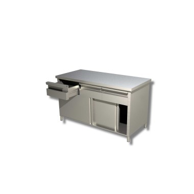 Table sur armoire portes coulissantes avec 2 tiroirs sans dosseret - Ristopro