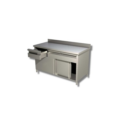 Table sur armoire portes coulissantes avec 2 tiroirs avec dosseret - Ristopro