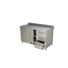 Table sur armoire portes coulissantes avec 3 tiroirs a droite avec dosseret - Ristopro