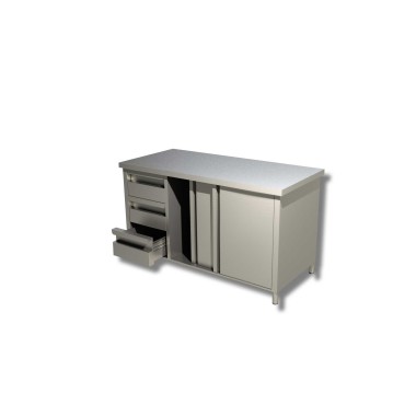 Table sur armoire  1 porte battante avec 3 tiroirs a gauche sans dosseret - Ristopro
