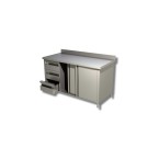 Table sur armoire portes coulissantes avec 3 tiroirs a gauche avec dosseret - Ristopro