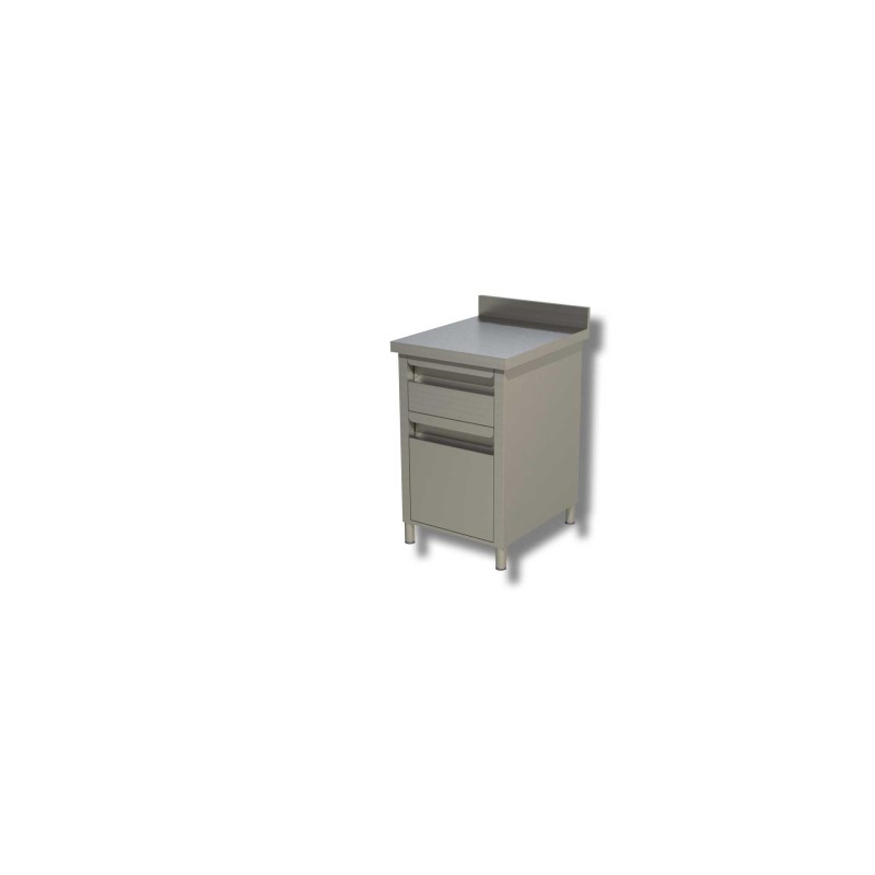 Meuble 1 tiroir et 1 porte bouteilles avec dosseret - Ristopro