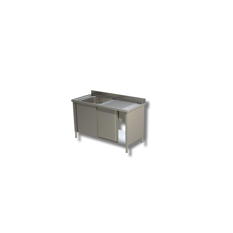 Plonge Inox Evier à Gauche sur Meuble Porte Coulissante - Gamme 600 - Ristopro