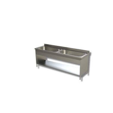 Plonge Inox 2 Grands Eviers avec Etagère et Panneaux Latéraux - Gamme 700 - Ristopro